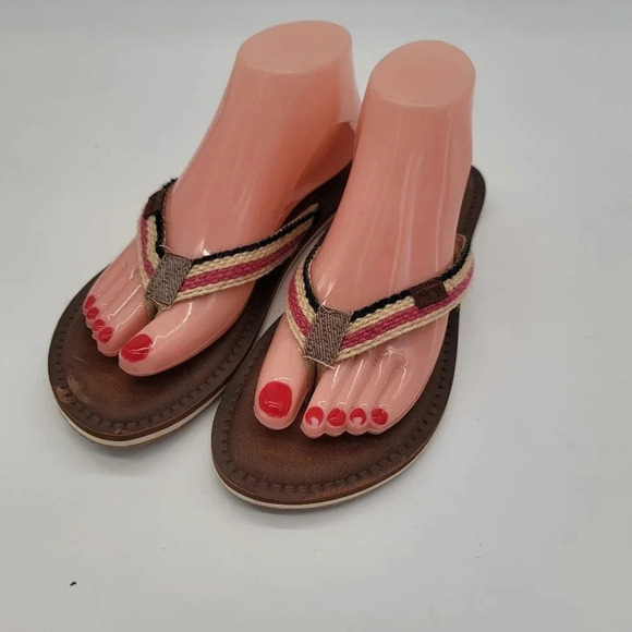 High Tide Women's Tan Pink Black Footwear Sandals Flip Flops size 9 - Picture 5 of 10